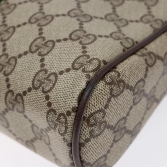 GUCCI GG Supreme Web Sherry Line Clutch Bag PVC Beige Auth - Picture 8 of 16